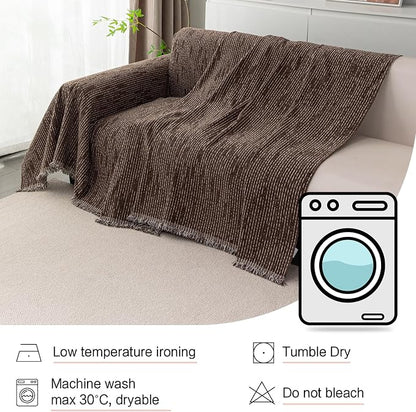 MYSKY HOME Couch Covers for 2 Cushion Couch Sofa, Chenille L Shape Sectional Couch Cover - Pet-Friendly, Machine Washable, Non-Slip Sofa Protector for Dogs, Kids, 71"x118", Deep Chocolate