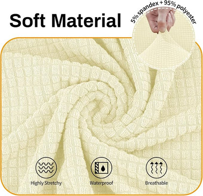 Asnomy Stretch Oversized Couch Covers for Sofa Slipcover,Off-White | 1-Piece Sofa Covers Washable(94"-110") 4-Seater Furniture Protector with Non Skid Foam and Elastic Bottom for Kids, Pets