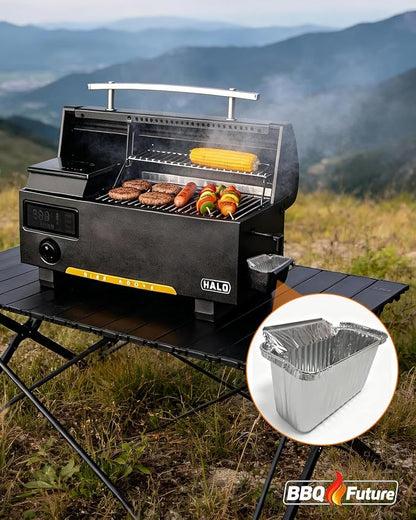 12 Pack Grease Container Foil Liners for HALO Elite Griddles &Pellet Grills | Aluminum Drip Pans for HALO XL Grease Management System, Heavy-Duty Leak-Proof Disposable Grill Grease Catchers