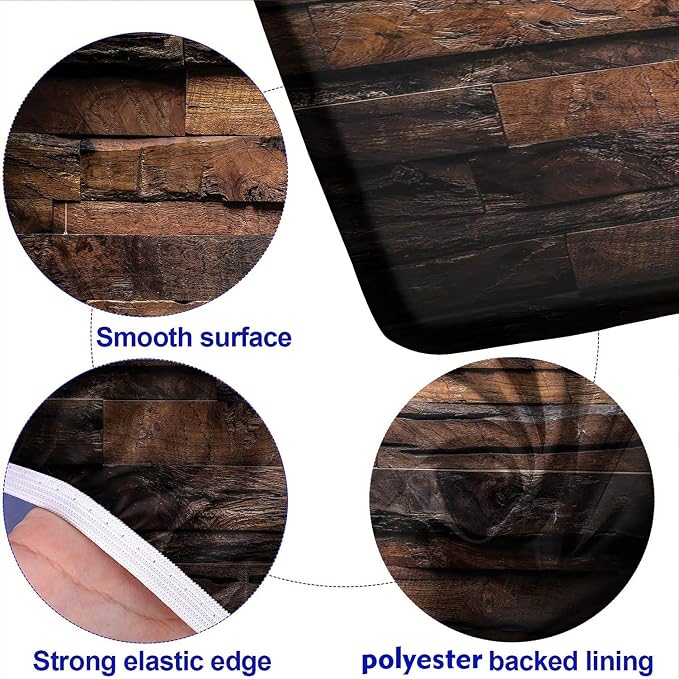 Rustic Brown Hardwood Elastic Fitted Tablecloth and Seat Covers, Rough Chocolate Dark Timber Rectangle Tablecloths, 3 Pieces Set, Wood Texture Table Cloths for Outdoor Party Camping Use, 72x28 Inch