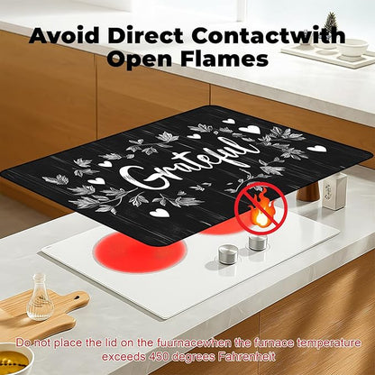 Heat-Resistant Glass Stove Top Cover with Anti-Slip Rubber Coating – 28.5x20.5 Inch Electric Stove Protector, Scratch-Resistant, Expands Counter Space, Stylish Kitchen Decor