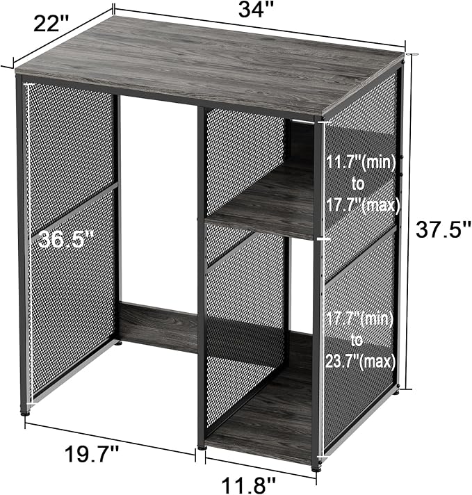 KirKical 3-Tier Slate Rustic Grey Coffee Bar Cabinet with Mini Fridge Space | Heavy-Duty Baker Rack Microwave Stand, Utility Storage Organizer Shelf for Home Kitchen Dorm