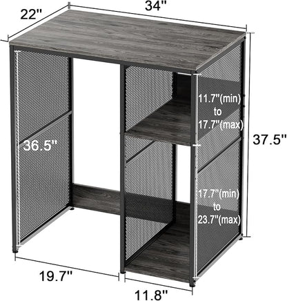 KirKical 3-Tier Slate Rustic Grey Coffee Bar Cabinet with Mini Fridge Space | Heavy-Duty Baker Rack Microwave Stand, Utility Storage Organizer Shelf for Home Kitchen Dorm