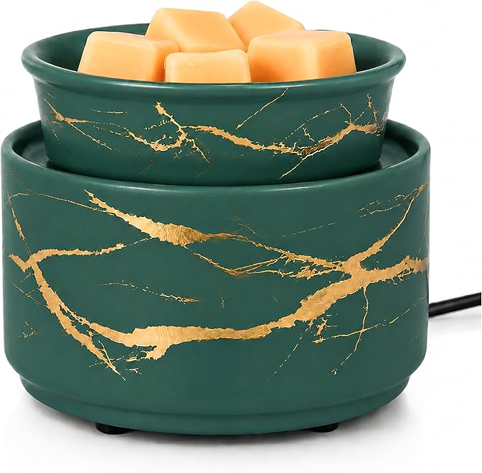 PALANCHY Electric Wax Melt Warmer for Scented Wax, Ceramic Wax Melter Green | Fill Home & Office With Fragrance No Flame Candle Wax Warmer. Removable Dish Sized For Scented Wax, Essential Oil Or Candle