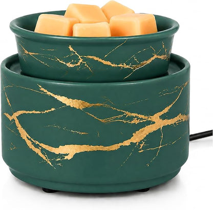 PALANCHY Electric Wax Melt Warmer for Scented Wax, Ceramic Wax Melter Green | Fill Home & Office With Fragrance No Flame Candle Wax Warmer. Removable Dish Sized For Scented Wax, Essential Oil Or Candle