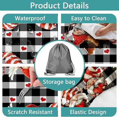 Valentine's Day Picnic Table Cover with Bench Covers, Camping Essentials, Valentines Decor Waterproof Windproof, Fitted Tablecloth Cover with Elastic Edge, Outdoor Table Covers, 3 PCS, 30x60 Inch