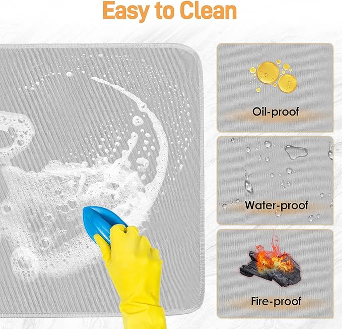 24 x 31 in Heat Resistant Grill Mats for Outdoor Tabletop Grill to Protect Your Prep Table and Outdoor Grill Table, Fire Proof & Water Proof & Oil Proof BBQ Mat - Grey(0.6mm)