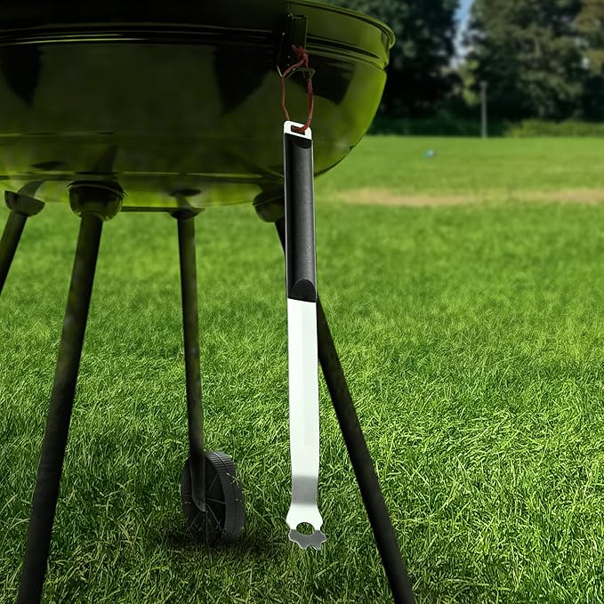 Grate Grill Scraper with Long Handle, Universal 14" Long Stainless Steel Grill Cleaner, Grill Grate Accessory, BBQ Barbecue Cleaning Gadgets, Hang Loop Included