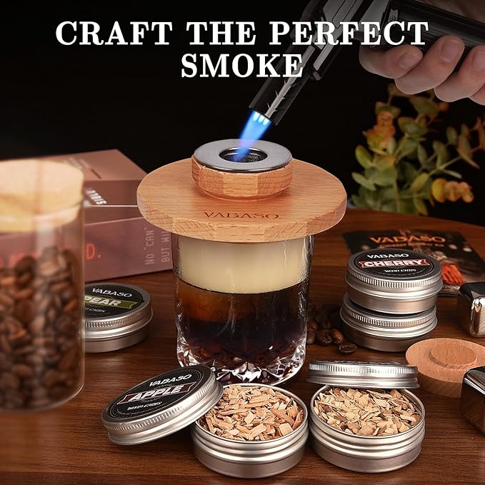 18PCS Whiskey Smoker Kit with Torch - 6 Flavors of Wood Chips, 2 Glasses, Ice Molds - Cocktail Smoker Kit, Old Fashioned Smoker Kit, Birthday Bourbon Whiskey Gifts for Men, Dad, Husband