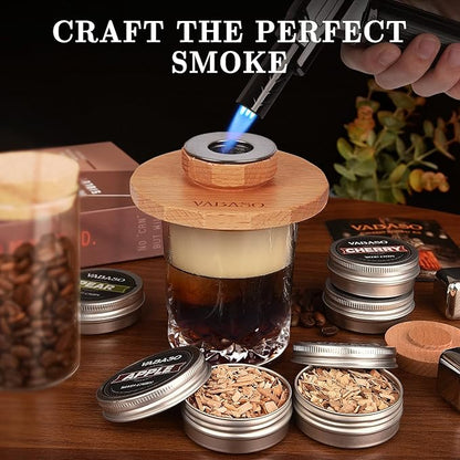 18PCS Whiskey Smoker Kit with Torch - 6 Flavors of Wood Chips, 2 Glasses, Ice Molds - Cocktail Smoker Kit, Old Fashioned Smoker Kit, Birthday Bourbon Whiskey Gifts for Men, Dad, Husband