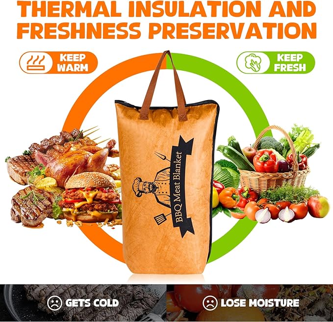 BBQ Blanket for Resting Meat,21in Meat Resting Blanket with Wide Mouth,Smoker Grilling Meat Insulated Resting Bag for Large Brisket/Beef/Pork Shoulders/Turkeys,Gifts for Men