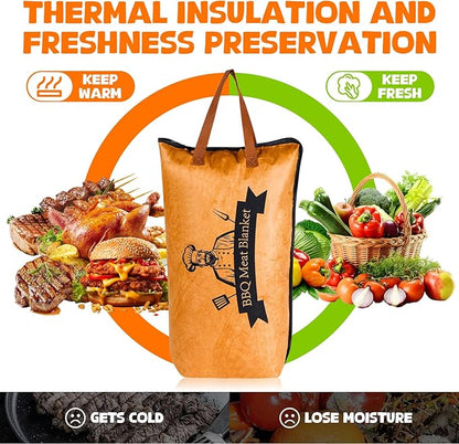 BBQ Blanket for Resting Meat,21in Meat Resting Blanket with Wide Mouth,Smoker Grilling Meat Insulated Resting Bag for Large Brisket/Beef/Pork Shoulders/Turkeys,Gifts for Men