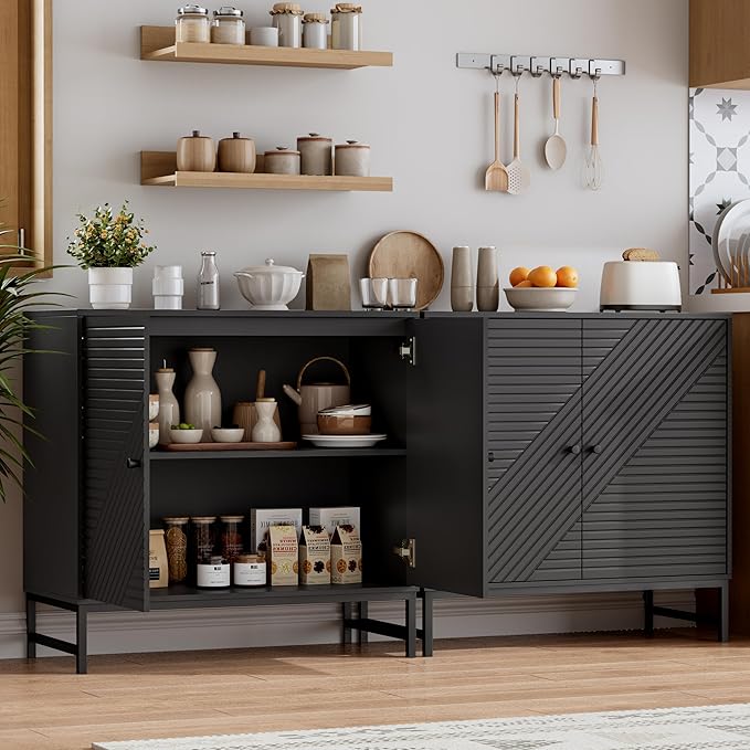 Storage Cabinet with Doors and Adjustable Shelf, Sideboard Buffet Cabinet with Storage, Console Table & Credenza for Living Room, Kitchen, Dining Room