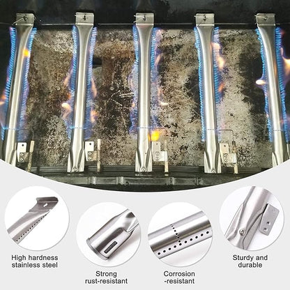 Grill Replacement Parts for Nexgrill 4 Burner 720-0830H, Nexgrill 720-0888, 720-0888N, Stainless Steel Grill Burner Tubes and Heat Shield Tent Plates Replacement Kit for Home Depot Nexgrill 720-0830H.