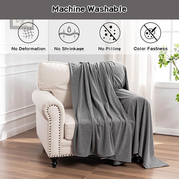 MEETSKY Chair Cover Cat Scratch Proof Recliner Chair Covers, Oversized Armchair Sofa Covers Washable Sofa Slipcover for Single Couch, Soft Small Couch Slipcover for Pets Dogs, 71" x 91", Grey
