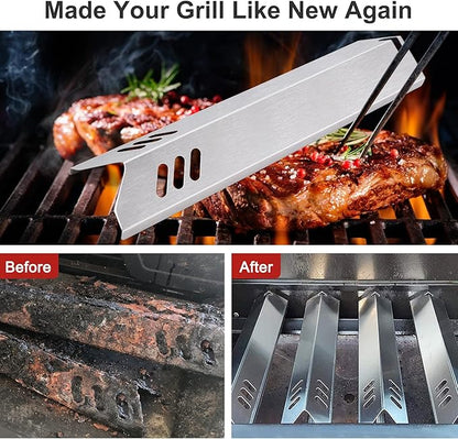 15 inch Grill Heat Shields Replacement for Dyna-Glo DGF493BNP, DGF510SBP, Set of 4 Barbeque Grill Heat Plates for Backyard Grill Replacement Parts BY15-101-001-02, BY13-101-001-13, GBC1460W