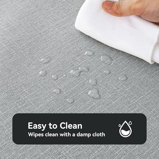 Romanstile 100% Waterproof PVC Tablecloth, Rectangle Oil Spill Proof Stain Resistant Vinyl Table Cloth, Wipe Clean Plastic Table Covers for Kitchen/Dining/Parties - 60 x 120 Inch, Light Grey