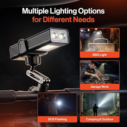 Rechargeable Grill Light - Magnetic BBQ Grill Light for Outdoor Grilling with 360° Adjustable Mount - Ultra Bright COB LED with 2 LED Front Lights - BBQ Accessories for Grilling & Camping