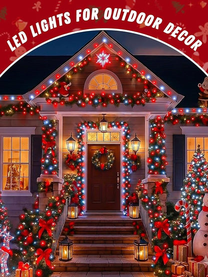 4Pack 60LED Fairy Lights Battery Operated with Timer, 20 FT Red and White | Cuttable Copper Wire, Waterproof Battery String Lights for Indoor Outdoor, Wedding, Bedroom, Home, DIY, Christmas Decorations