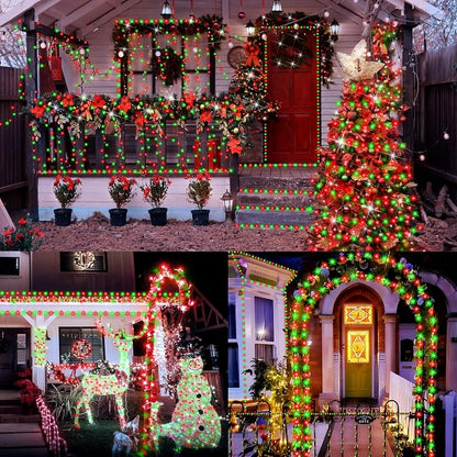 XURISEN 403FT 1000 LED Christmas Lights Outdoor Green Wire String Lights 8 Modes with Timer Memory Waterproof Fairy Lights Plug in for Xmas Tree Wedding Yard Party Holiday Decorations(Red+Green)