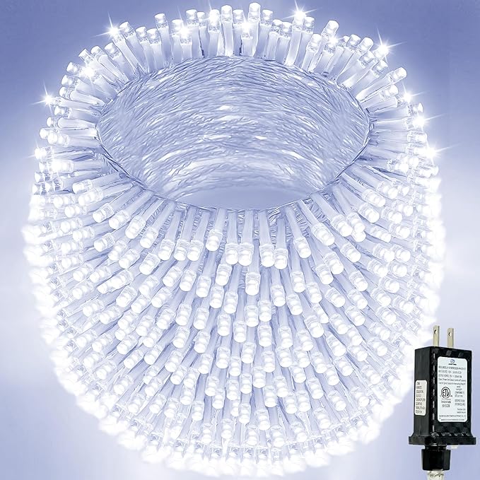 800 LED String Lights, 272FT Super-Long Christmas Lights Outdoor Indoor | Cool White, 13 Modes, Timer, Clear Wire Waterproof Twinkle Fairy Lights Plug in for Bedroom Classroom Patio Xmas Tree Decor
