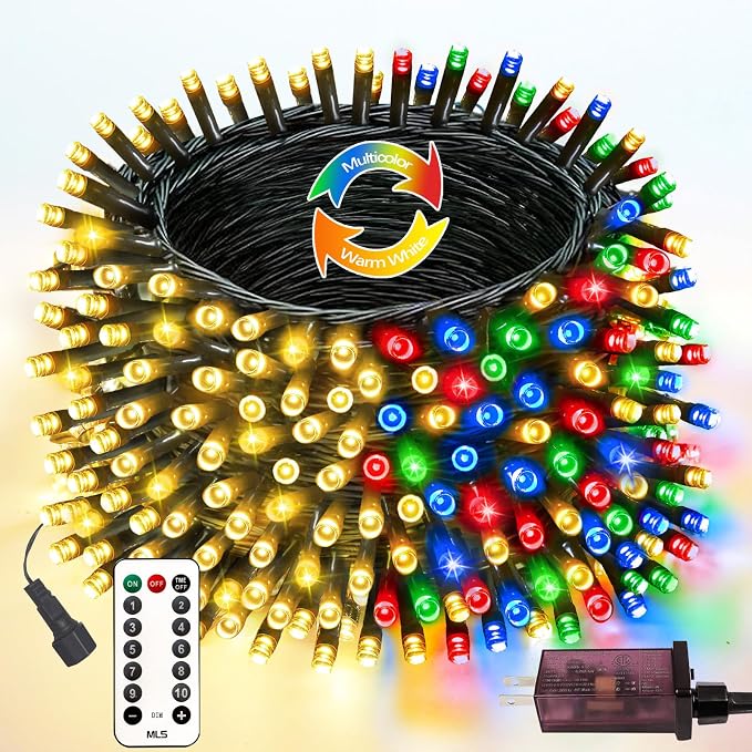 75.8FT Connectable Color Changing Christmas Light with Remote Timer 200 LED | Warm White & Multicolor Fairy Xmas String Lights with 11 Lighting Modes & Memory Function Waterproof for Christmas Tree Decor
