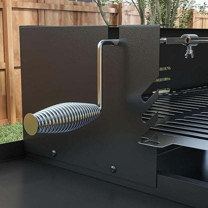 Heavy-Duty Strong Premium BBQ Rotisserie Charcoal Grill with 3Level Multi-Functional Storage Shelves Stainless Steel Construction