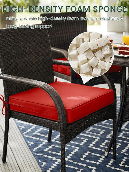 Outdoor Chair Cushion 22 x 22 x 4 Inches Patio Furniture Outdoor Waterproof Seat Cushion, Patio Chair Cushion with Handles and Ties, Square Dining Chair Cushion Set of 4, Red