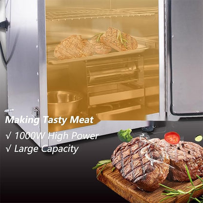 CLIVIA Electric Vertical BBQ Smoker, 4 Layers Outdoor Smoker Oven with Digital Temperature&Time Controller, Barbecue Cooking, Grilling Smoking for Fish, Sausage, Jerky (DSH-S20B)