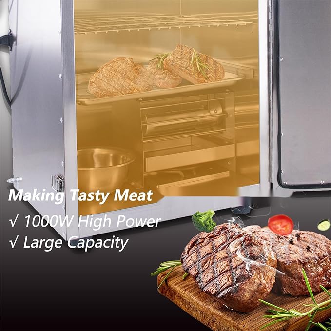 CLIVIA Electric Vertical Smoker, 8 Layers Outdoor Digital BBQ Smoker Oven with Adjustable Temperature&Time Controller, Barbecue Cooking, Grilling Smoking for Fish, Sausage, Jerky (DSH-S50B)