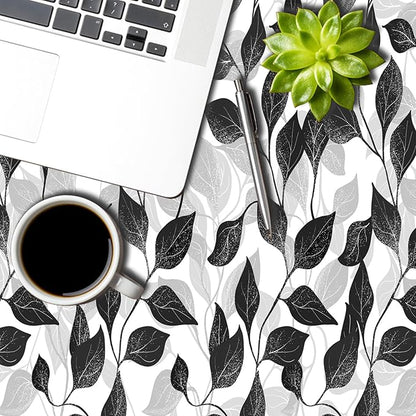 Black and White Leaves Round Tablecloth 60 Inch Floral Plants Farmhouse Table Cloth Kitchen Table Decorations for Home Dinner Party Waterproof Polyester Washable Circle Tables Cover Oilproof
