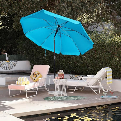 Blissun 6.5ft Patio Umbrella with Push Button Tilt & Height Adjustable, UV50+ Sun Protection with Sturdy Fiberglass Ribs & Iron Pole, Market Umbrella for Outdoor Table Garden Backyard Beach