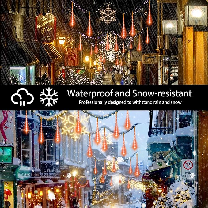 LAMPHOME Halloween Lights Outdoor,12-inch LED Meteor Shower Icicle Lights, 10 Tubes 240 LED String Lights. Waterproof Plug, Shower Rain for Xmas Tree Yard House Decor Orange