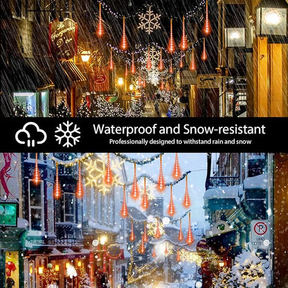 LAMPHOME Halloween Lights Outdoor,12-inch LED Meteor Shower Icicle Lights, 10 Tubes 240 LED String Lights. Waterproof Plug, Shower Rain for Xmas Tree Yard House Decor Orange