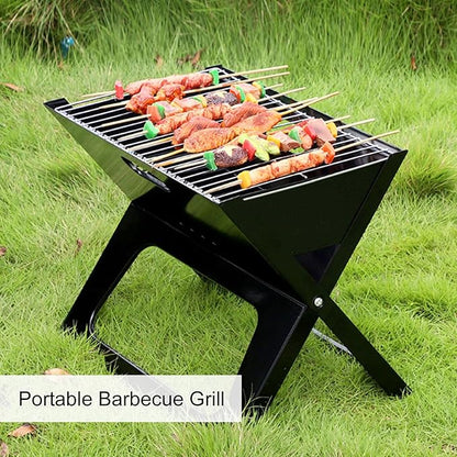 Charcoal Grills, Portable Metal Barbecue Grill, Small BBQ Grill for Adult, Folding Tabletop Grill for Outdoor Cooking Camping Beach Traveling Picnic Backyard, Black