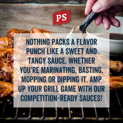 PS Seasoning Memphis King Tangy BBQ Sauce - Smoky, Sweet and Tangy All-Purpose Sauce for Marinating, Glazing, Basting, Dipping - Great on Ribs, Chicken, Pulled Pork, Burnt Ends, Tenderloin and more