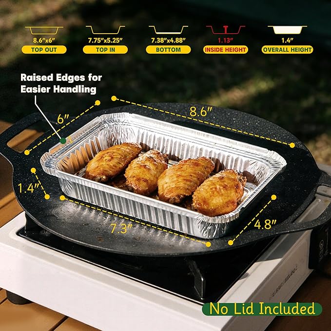 25 Pack 8.6" x 6" Grill Drip Pans Compatible with Weber Q, Spirit & Genesis Series – Aluminum Grease Tray Liners for Weber Grill Drip Tray, Grease Catcher Replacement, Disposable Foil Pans