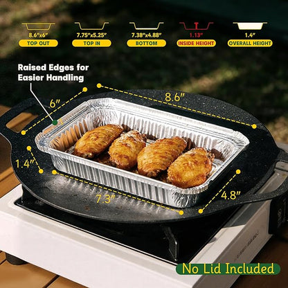 25 Pack 8.6" x 6" Grill Drip Pans Compatible with Weber Q, Spirit & Genesis Series – Aluminum Grease Tray Liners for Weber Grill Drip Tray, Grease Catcher Replacement, Disposable Foil Pans