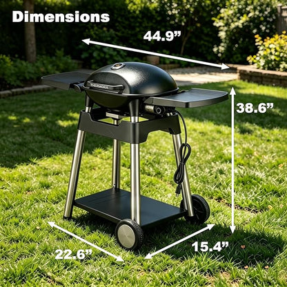Electric Grill Outdoor Grill, 1500W Power, 277 Sq.In Cooking Area, Removable Wheeled Cart Style, Indoor/Outdoor Eletric Grill, Nonstick Grill Grate, Built-In Thermometer BBQ Grill