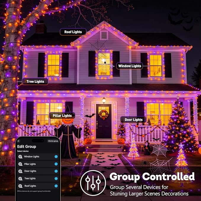 JMEXSUSS 500 LED Smart Color Changing Halloween Lights, RGB String Lights | 173ft, Remote & APP Control, Waterproof Christmas Lights for Indoor Outdoor Xmas Tree Party House Halloween Decoration