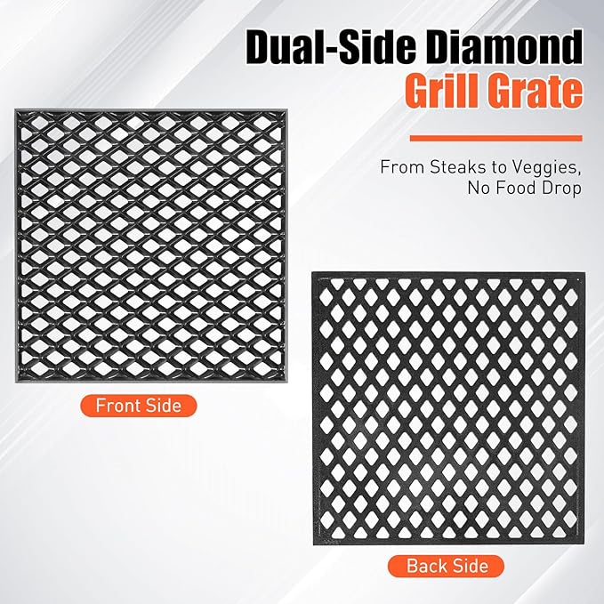 7670 Dual Sided Sear Grate for Weber Genesis 300 2022 SX-325S E-325S EX-325S, Genesis II 300/400 Series, Porcelain-Enameled Cast Iron Replacement Grate for Weber Crafted, Smokefire EX4/EX6 Grill