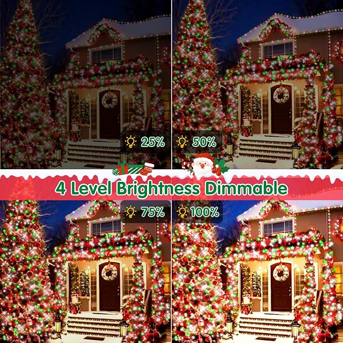 XURISEN 551FT 1400 LED Christmas Lights Outdoor Green Wire String Lights 8 Modes with Timer Memory Waterproof Fairy Lights Plug in for Xmas Tree Wedding Yard Party Holiday Decorations(Red+Green+White)