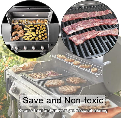 Hongso 18 7/8 inch Cast Iron Grill Grates for Weber Genesis II 400 Series E410 S410 SE410 E415 S415 E435 S435, II LX E440 S440, Genesis 2 GS4 Gas Grill Models, Replacement Parts for 66097 66089