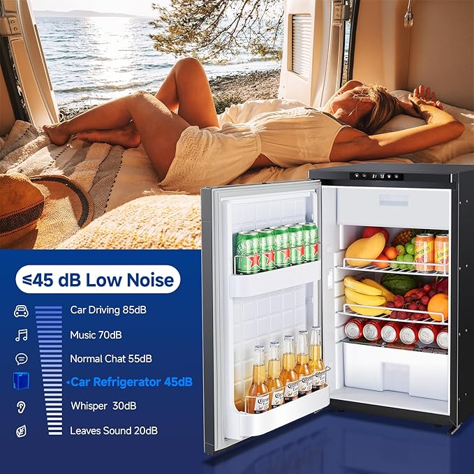 BODEGACOOLER 12-Volt Refrigerator, 83L(2.94cu.ft) RV Fridge with APP Control & Lock, Dual Zone Compressor Cooler (-4℉ ~ 46℉), 12/24V DC Portable Freezer for Truck, RV, Camping, Boat, Black