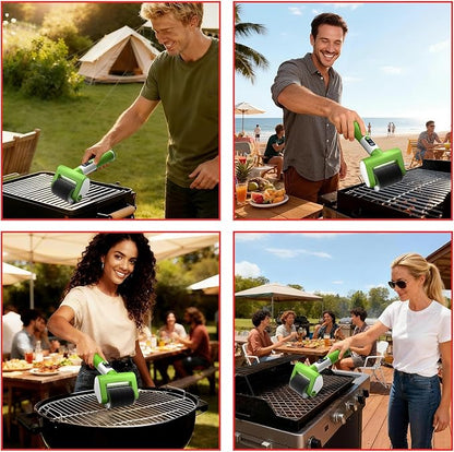 Electric Grill Brush, 2-Speed BBQ Grill Brush with LED Light/Screen Powerful Cleaning 800RPM/4000mAh/2 Brush Heads No Bristle Shedding Rechargeable Lightweight Grill Cleaner for Outdoor/Camping