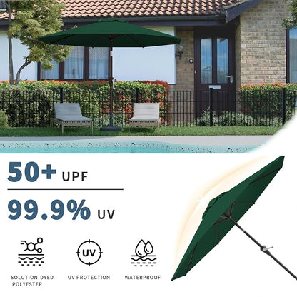 10FT Patio Umbrella, Outdoor Umbrella with Push Button Tilt and Crank, 8 Sturdy Ribs, UV Protection & Waterproof Market Umbrella for Pool, Backyard, Beach,Deck