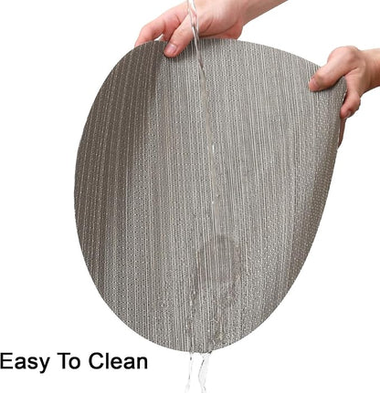 15 Inch Round Placemats Set of 6, Washable Vinyl Woven Place Mats | Heat Resistant Non-Slip Braided Table Mats for Dining Table Kitchen Indoor & Outdoor Use (Dark Gray, Set of 6)