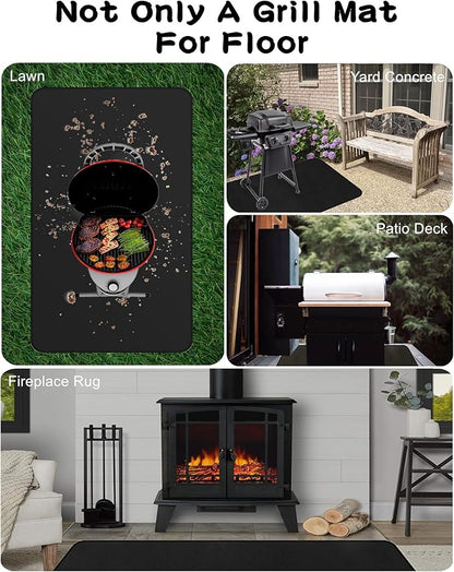 Falezern 48 X 30 in Under Grill Mat for Outdoor Grill Deck Protector Large, Square Fireproof Fire Pit Floor Protector Mat for Under Fire Pit, BBQ Grill Matt for Under Grill, Fireplace, and More.