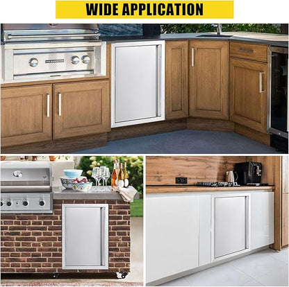 GarveeLife BBQ Access Door 17W x 24H Inch, Outdoor Kitchen Doors with Weatherproof 304 Stainless Steel Built in Single Access Doors for Outside Kitchen Commercial Grilling BBQ Island Barbeque Station