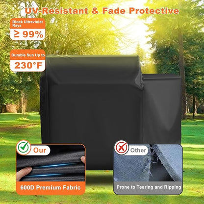 Grill Cover for Recteq Backyard Beast 1000/1200 Wood Pellet Grill, for Rec Tec Backyard Beast RT-1000 Grill, Heavy Duty Waterproof UV Resistant Offset Smoker Cover, BBQ Accessories